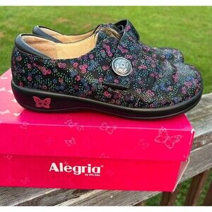 Algeria By PG Lite Shoes Womens 38 Joleen JOL-489 Black Purple Pink Floral